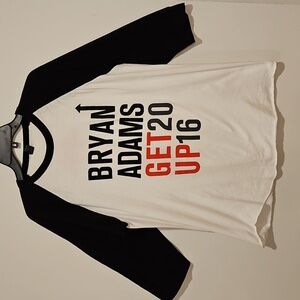 Bryan Adams Get Up Tour 2016 XL Raglan Offical Concert Graphic Tee So. Cal Dates